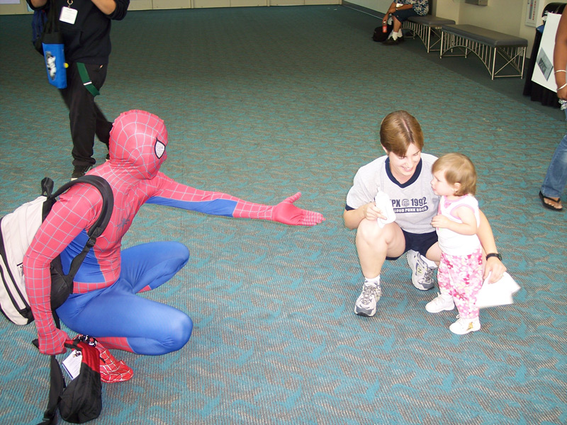 Daughter, Mackenzie, meets Spider-man at San Diego Comic Con